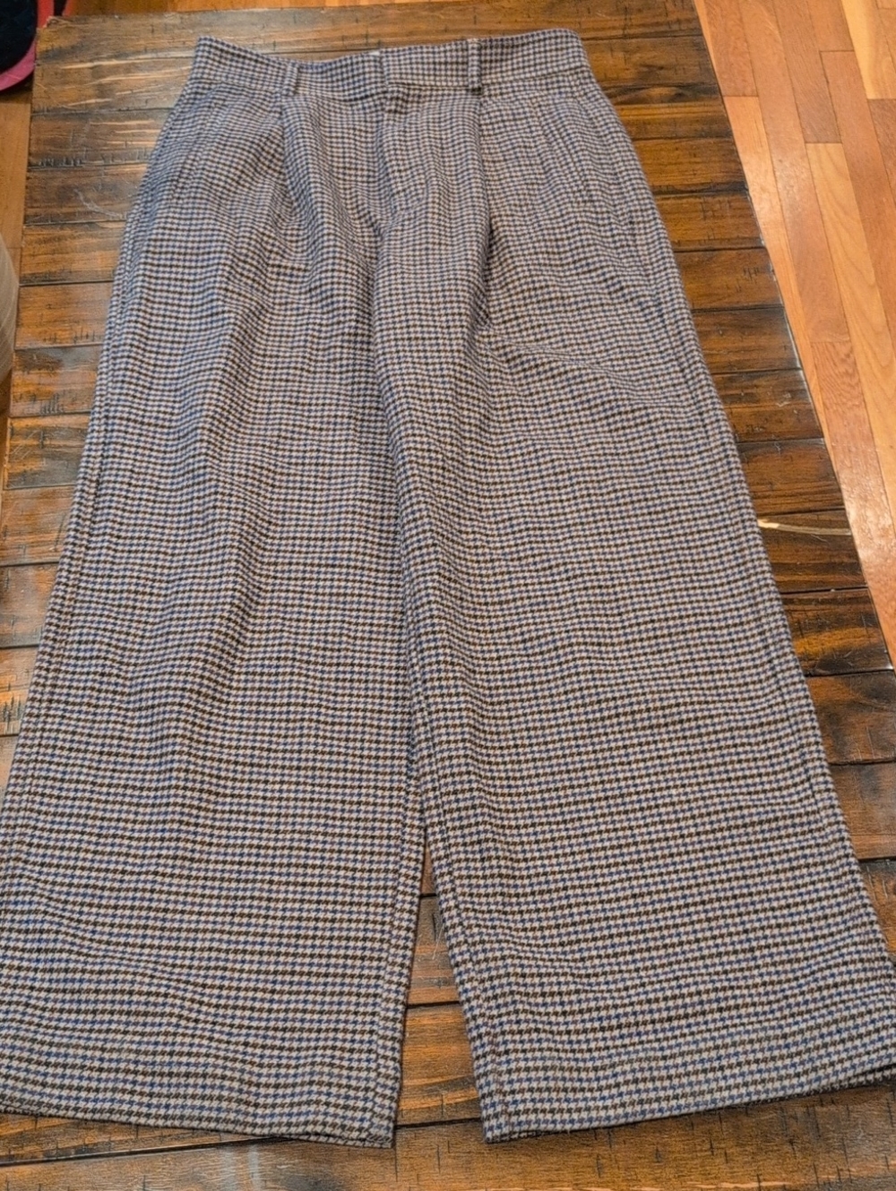 Everlane Rewool Way High Drape pants Wide leg Pleated Houndstooth - Picture 3 of 10